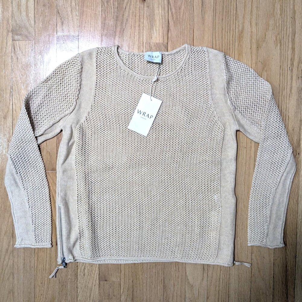 SOLD - WRAP LONDON Mesh Stitch Sweater in Ecru Size 4 or S (NEW WITH TAGS)